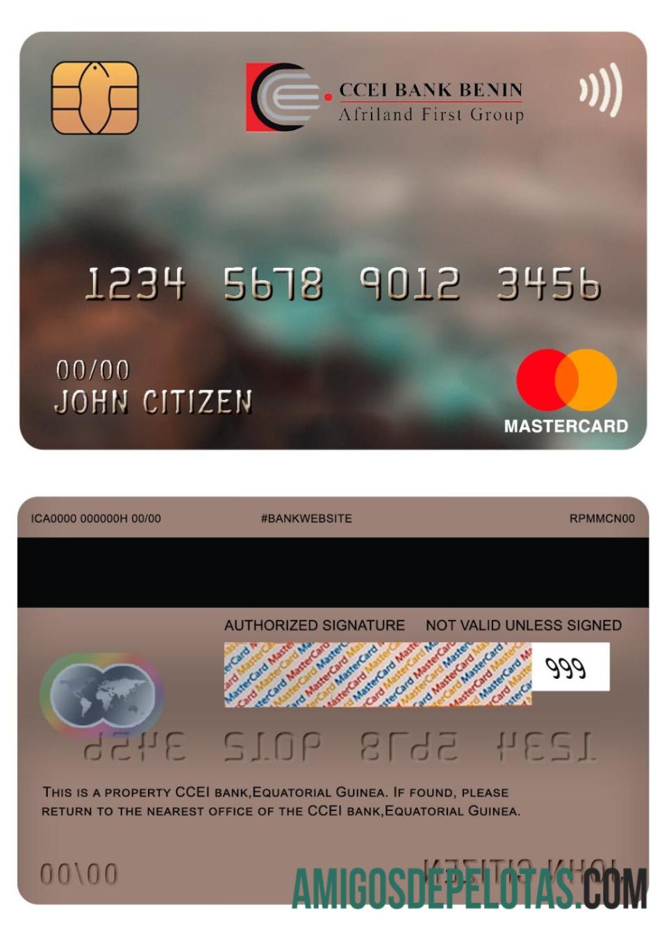 Guiné Equatorial CCEI Bank Mastercard amostra